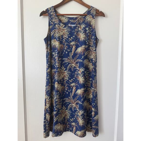 Reyn Spooner Vintage Dark Blue Sleeveless Hawaiian Tropical Dress Size S / M - Picture 1 of 9